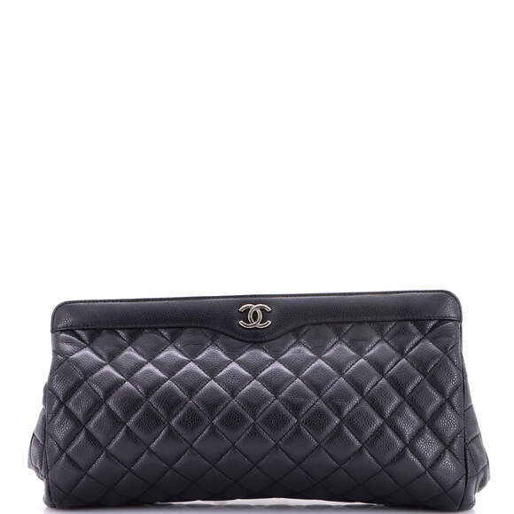 Chanel Handbags - Chanel Large CC Frame Clutch Quilted Caviar